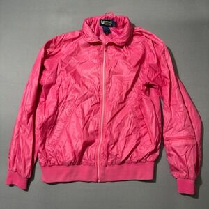 Vintage Duckster Nylon Pink Full Zip Windbreaker Jacket‎ Size Large Athletic